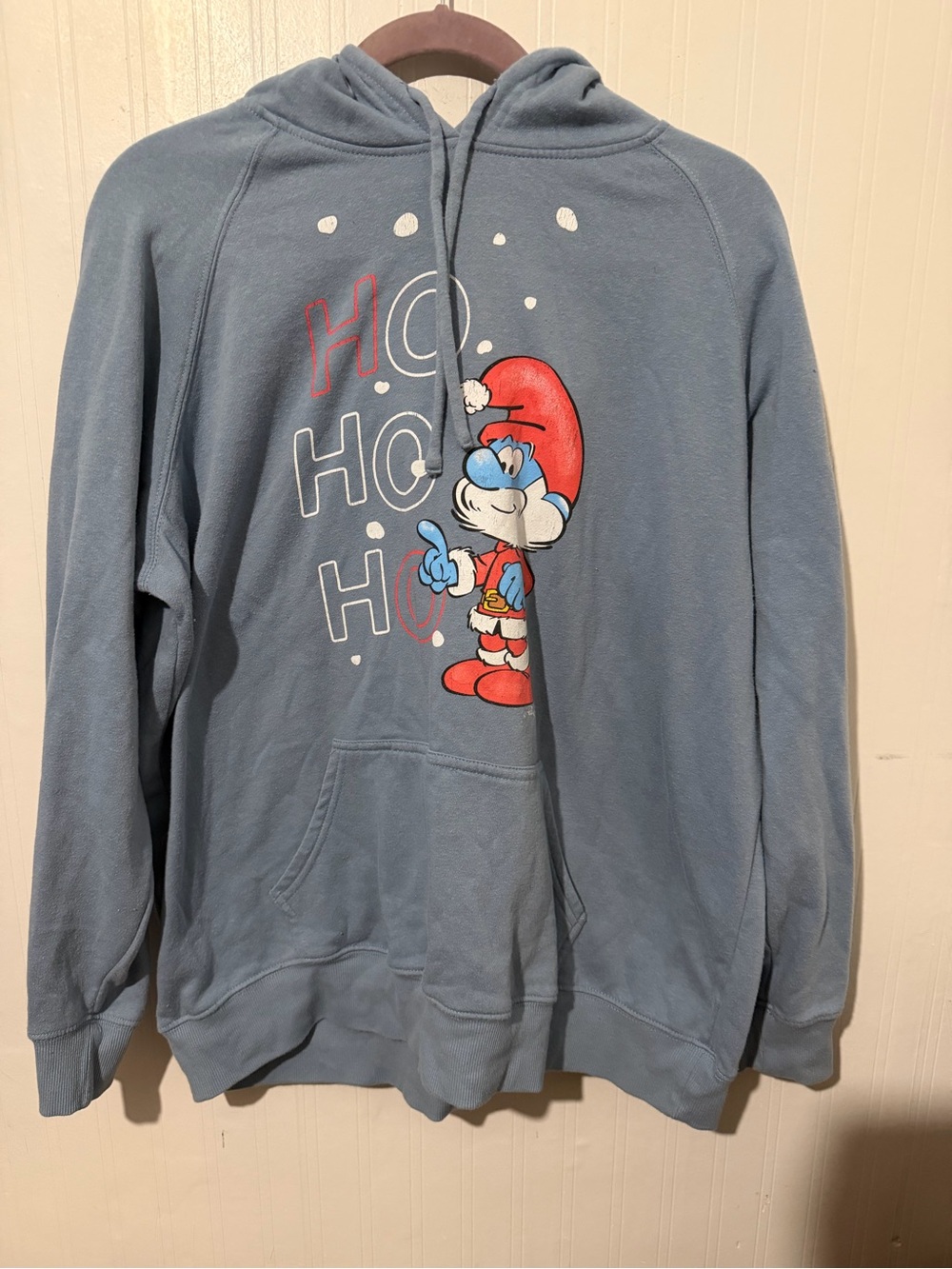Women Smurf Holiday Graphic Hooded Sweatshirt - Blue